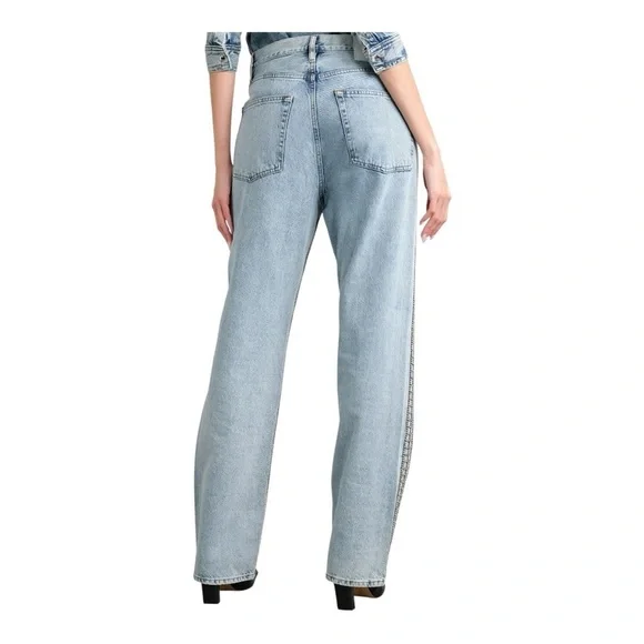 NEW Frame The Showgirl Straight-Leg Jeans MSRP $1298 Embellished Diamonds - Picture 2 of 10